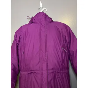 L.L.Bean Goosedown Coat Womens Large Purple Hooded Gore-Tex Down Parka Faux Fur thumbnail 5