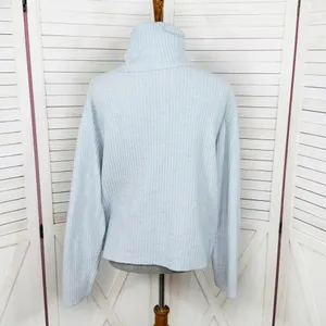 H&M Oversized Ribbed Cowl Neck Sweater Powder Blue Medium‎ thumbnail 4