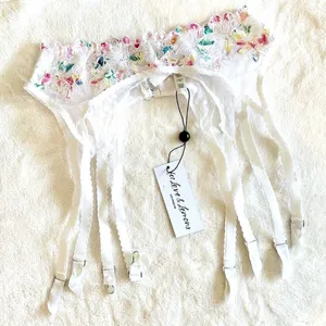 NWT For Love & Lemons White with Rainbow Floral Garter Belt - Extra Small thumbnail 5