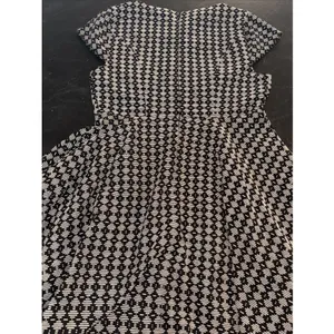 Maeve Anthropologie Dress Womens 10 Black Ivory Jacquard Flare Cap Sleeve A Line thumbnail 6