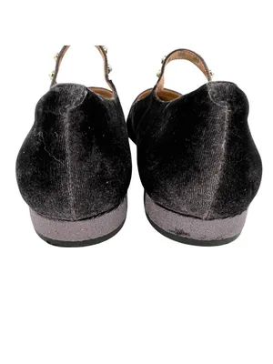 Draper James Abigail Velvet Mary Jane Flats Pearl Embellished Gray Size 8 thumbnail 7