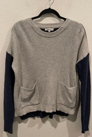 Madewell Patch Pocket Pullover Sweater in Colorblock thumbnail 3
