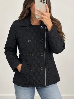 Harve Benard Black Quilted Double-Breasted Pea Coat thumbnail 1