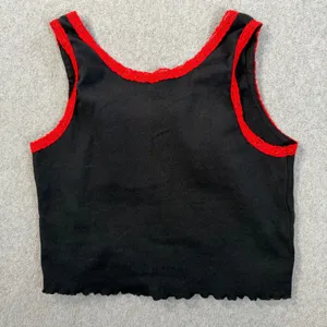 Love & Lazy Days Women's Large Black Rose Crop Tank Top Embroidered Lace Scallop thumbnail 7