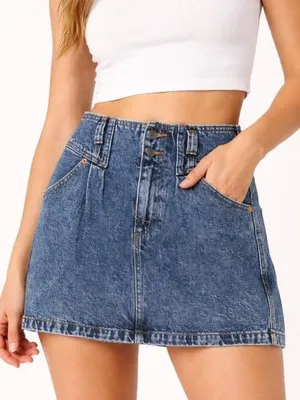 Abercrombie & Fitch Y2K Blue Denim Mini Skirt Natural Rise Size 27/4 Summer thumbnail 1