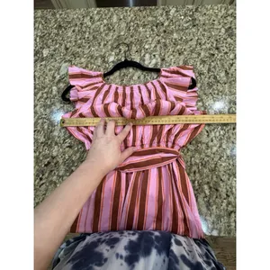$298 Kate‎ Spade Calais Pink Stripe Ruffle Flutter Dress Size Small Belted!! thumbnail 7