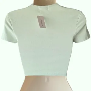 NWT ~ STREETWEAR SOCIETY Short Cropped Lime Green Ribbed Top ~ Women's SMALL thumbnail 3