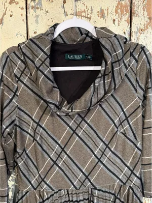 Lauren Ralph Lauren Plaid Cowl Neck Dress, size 14 thumbnail 4