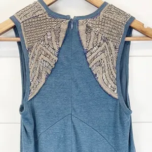 Fairy Grunge Beaded Linen Dress XS Indie Sleaze Angel Eclectic Artsy Free Spirit thumbnail 5