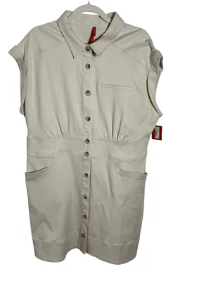 SPANX Stretch Twill‎ Utility Dress Eggshell Button Front Size 1X NEW thumbnail 3