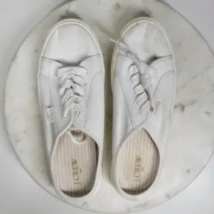 J.Crew Slip-on Sneakers Womens 8 White Canvas Slide On Lace Up Casual Mule thumbnail 7