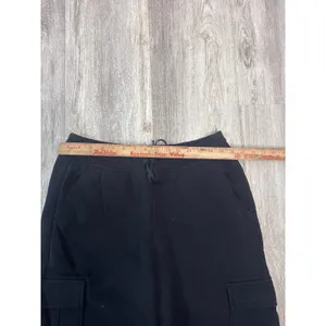 Athleta Easy Fleece Cargo Wide Leg Pants Black Women High Rise Size‎ Medium thumbnail 6