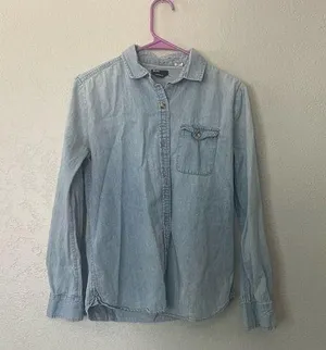 BDG denim button down top thumbnail 1