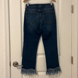 Topshop Moto Dree Frayed Hem Crop Jeans 28 Blue Kick Flare Denim thumbnail 7