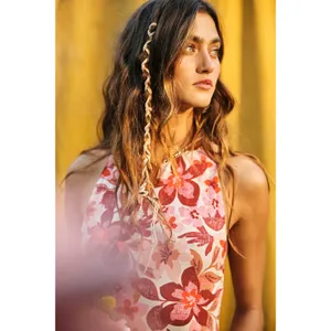 Free People Bohemian Floral Hawaiian Tropical Mimi Maxi Dress Size Medium Slit thumbnail 3