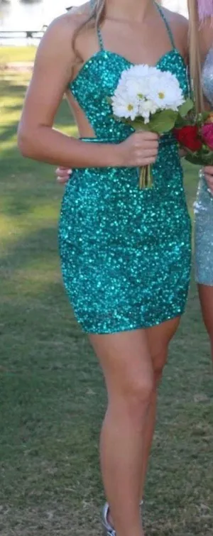 Green Sequin Homecoming Dress Size 2 thumbnail 1