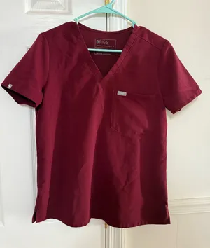 FIGS Scrub Top maroon  thumbnail 1