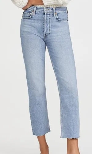 Re/Done Light Wash High Rise 70s‎ Stove Pipe Jeans thumbnail 1