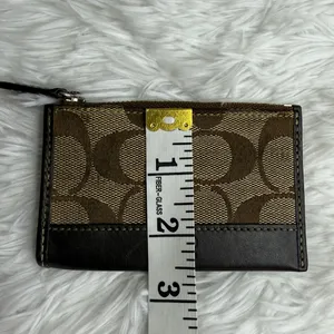 y2k COACH Signature Brown Card Holder Coin Purse Key Ring thumbnail 5