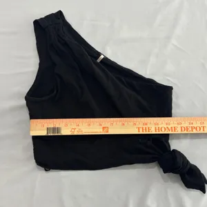 Free People Womens One Shoulder Side Tie Crop Top Black XS thumbnail 6