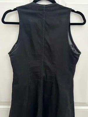 Free people wondering star Sleeveless Black Button-Front Denim Dress size 2 thumbnail 7