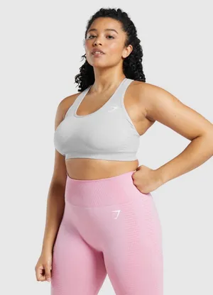 Gymshark Vital Seamless Sports Bra Light Grey Marl - Medium thumbnail 4