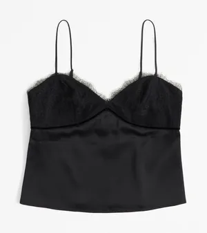 Abercrombie & Fitch Black Lace Trim Camisole M thumbnail 1