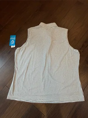 GG Blue Sleeveless Zip-Front Geo Print Top - White/Black NWT Size XL - C73-043 thumbnail 5