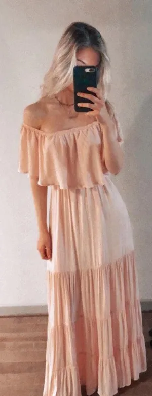 Forever 21 Pale Pink Off The Shoulder Maxi Dress thumbnail 1