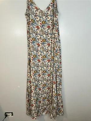 NWT Natural Life White Multicolor Floral Amy Sleevless Slip Maxi Dress Large thumbnail 4