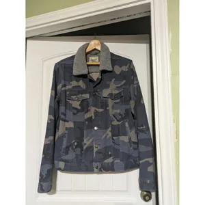 American Vintage Mens Camo Pockets Long Sleeve Collared Trucker Jacket Size L thumbnail 4