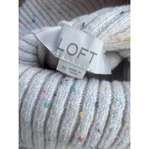 LOFT Cream Confetti Fleck Oversize Turtleneck Sweater Pockets M Relaxed Everyday thumbnail 4