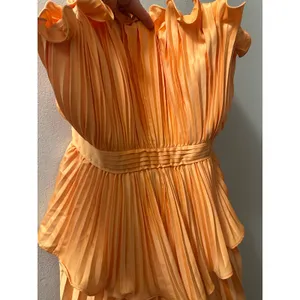 AMUR Orange Janey Tiered Ruffle Strapless Midi Pleated Fully Lined Dress size 6 thumbnail 6