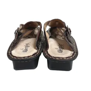 Alegria Dayna Clogs Brown Croc Embossed Leather Slip On Mules Size 37 Comfort thumbnail 6