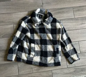 Billabong Black & White Plaid Sherpa Jacket thumbnail 1