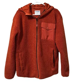 Old Navy Women Size Medium Sherpa Jacket Zip Pockets Polyester Fall Autumn Cozy thumbnail 1