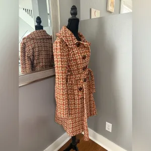 Available Houndstooth Academia Old Money Pea Coat Size Medium. thumbnail 6