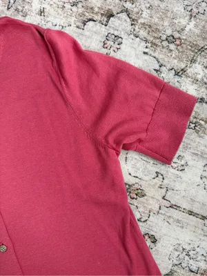 Ann Taylor Rose Pink Short-Sleeve Button Silk Cardigan thumbnail 6