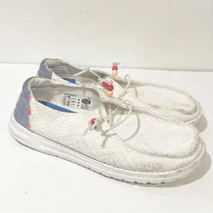 Hey Dude Wendy Womens‎ Size 9 White Boho Crochet Casual Shoes Slip On thumbnail 3