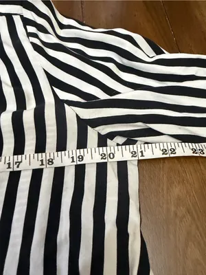 Jane + Delancey Black & White Striped Button Up Hi-Low Blouse Size L thumbnail 5