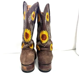 Robert Jr. Brown & Yellow Sunflower Cowgirl Cowboy Boots Size 10 thumbnail 5