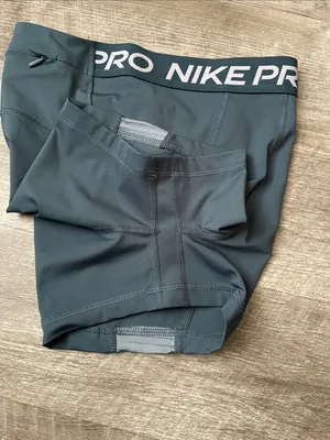 Nike Pro Women's Slate Blue High-Waist Athletic Shorts thumbnail 7