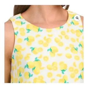 Pappagallo Shift Dress Womens XL Yellow‎ Lemon Print Sleeveless Summer Mini thumbnail 3
