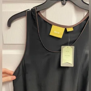 NWT Anthropologie “Maeve” 100% Silk Black/Brown High-Low Tank Size 4 thumbnail 2
