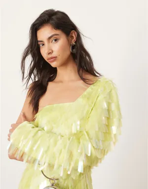 ASOS EDITION allover embellished one shoulder midi dress thumbnail 4