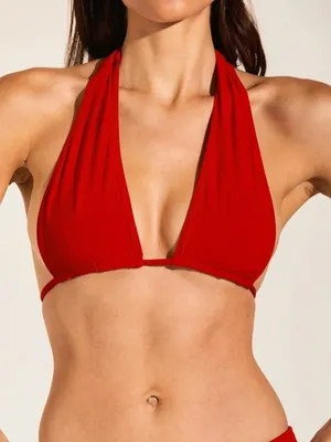 NWT L*Space halter bikini top lipstick red thumbnail 1