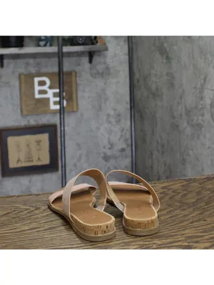 NEW Sun + Stone Two-Strap Easten Slide Sandals 10008571000 Metallic Brown 6.5M thumbnail 4