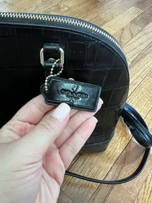 Coach Coach Black Croc Print Leather Satchel Bag thumbnail 4