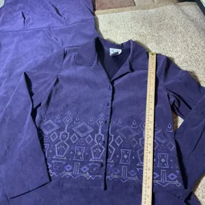 K Studio Purple Faux Suede Dress‎ Embroidered Jacket 2 Piece Set Womens 12 thumbnail 3