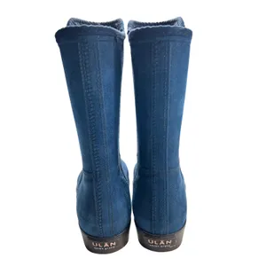 Ulan Rainy Steps Womens 7 Blue Waterproof Faux Suede Mid Calf Rain Boots NWOT thumbnail 4